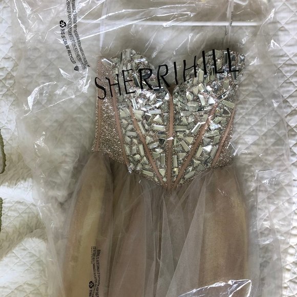 Sherri Hill Silver Nude/Silver Dress - Picture 4 of 7